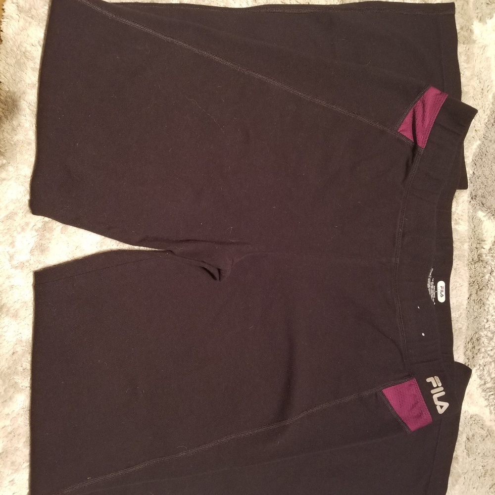 Black and purple Fila pants